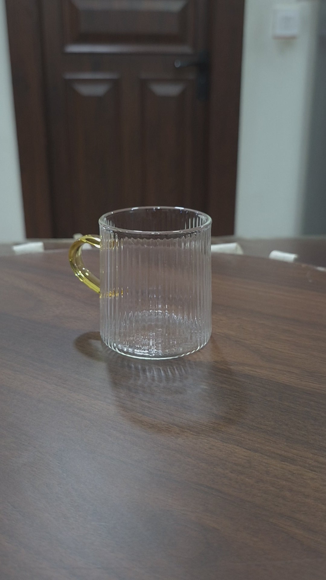 Load video: Borosilicate Ribbed Tea Cup set of 6