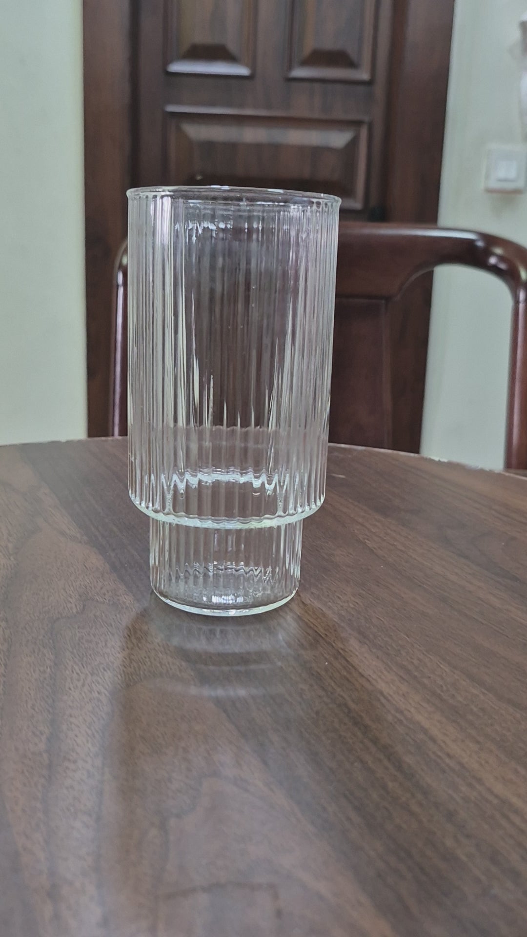 Load video: Linear Ribbed Borosilicate Highball