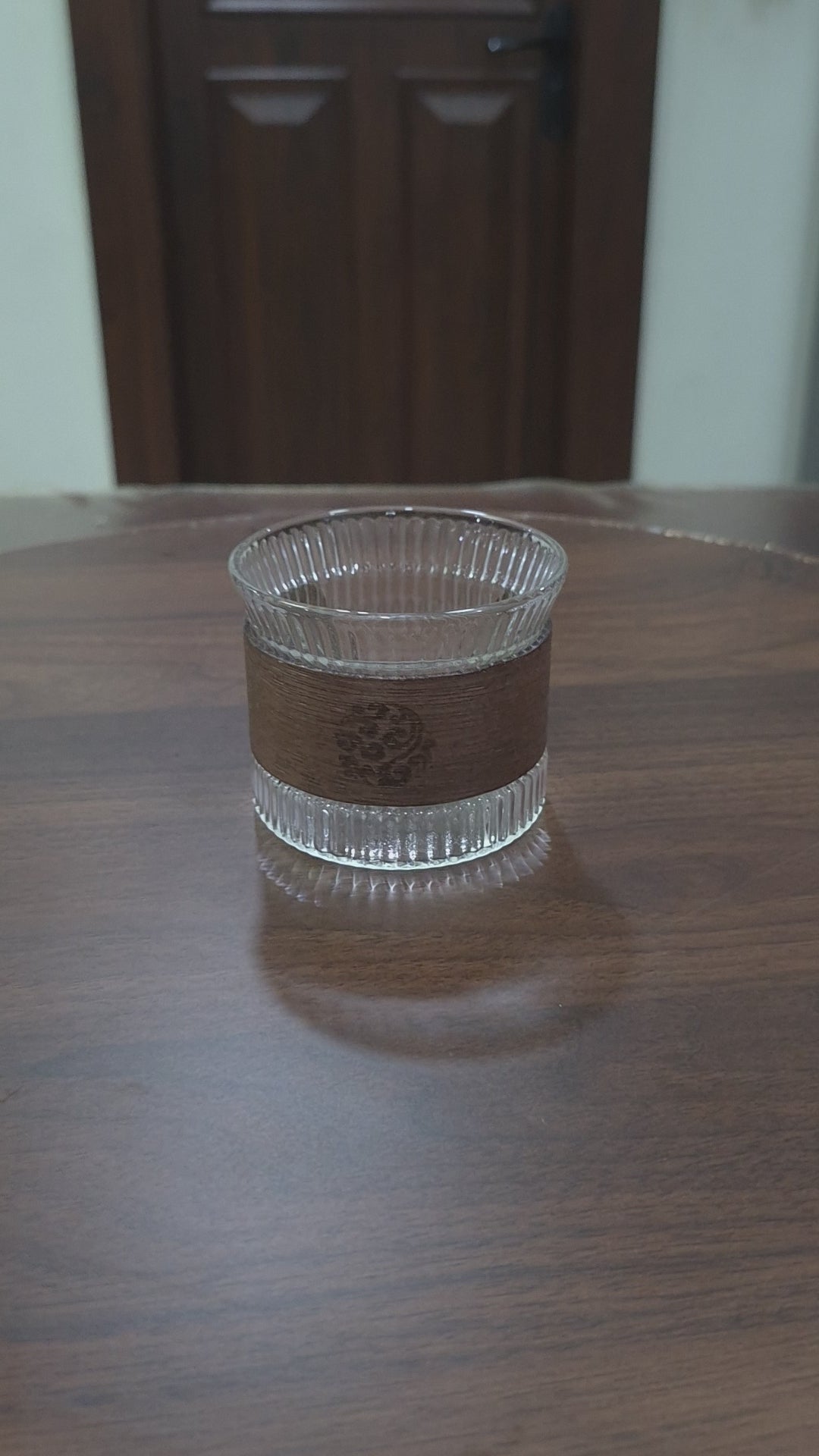 Load video: Ribbed Borosilicate Tumbler with Wood Band