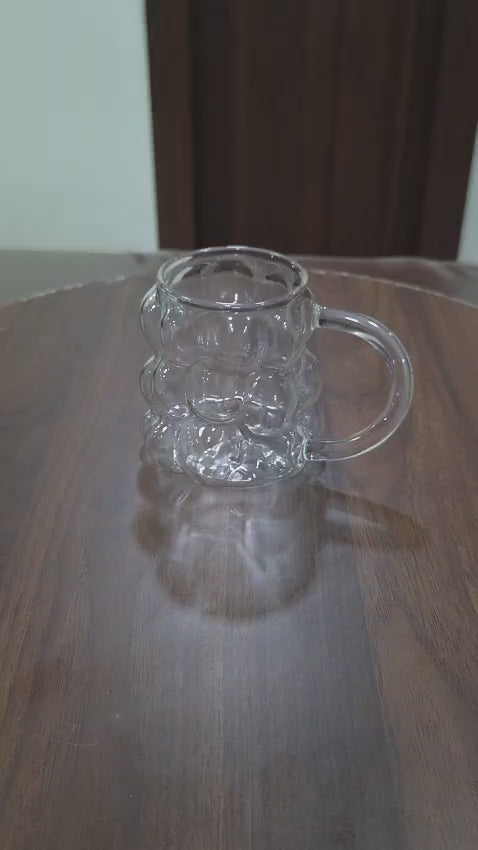 Load video: Bubble Textured Borosilicate Glass Mug