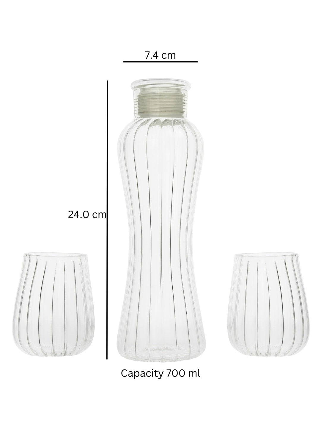Ribbed Borosilicate Bottle and Glass Set - Borotech