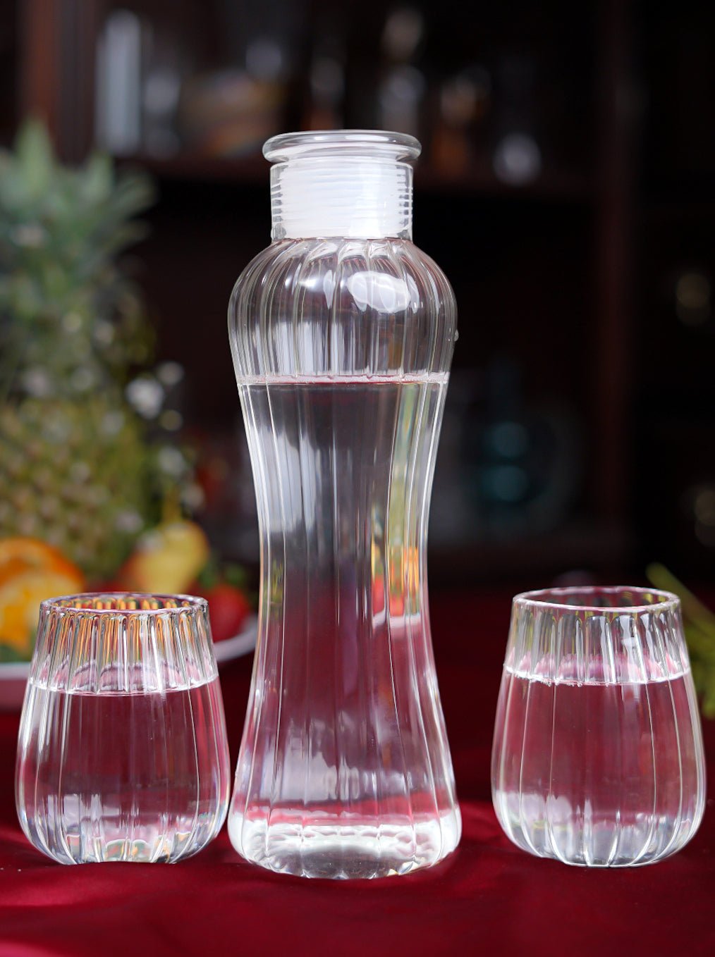 Ribbed Borosilicate Bottle and Glass Set - Borotech