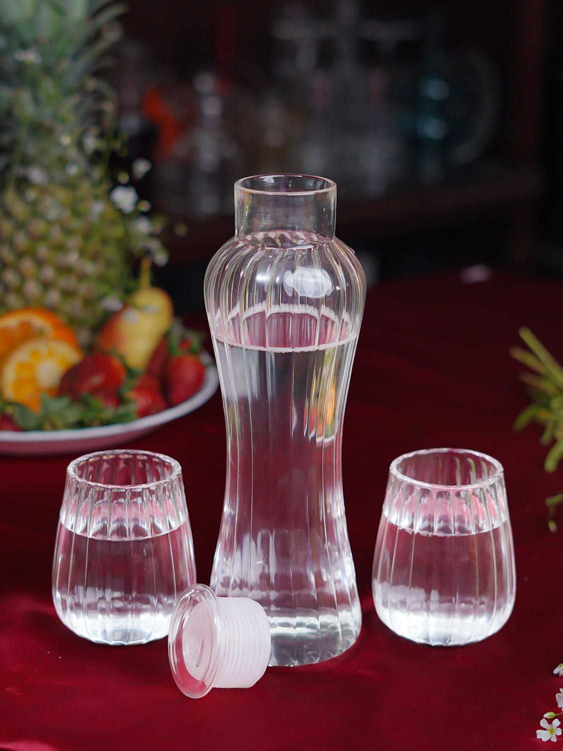 Ribbed Borosilicate Bottle and Glass Set - Borotech