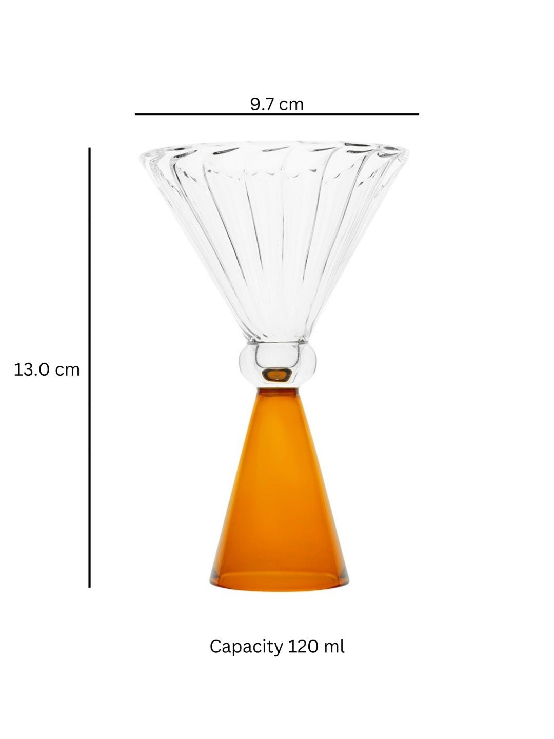 Ribbed Cocktail Glasses with Pyramid Base - Borotechheight : 130 mm diameter: 97 mm ml capacity : 120 ml4AmberBorotech