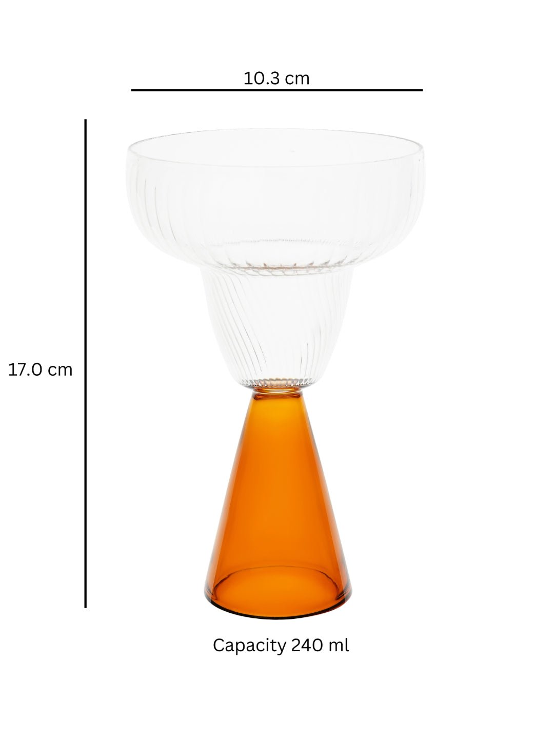 Ribbed Cocktail Glasses with Pyramid Base - Borotechheight : 170 mm diameter: 103 mm ml capacity : 240 ml4AmberG -