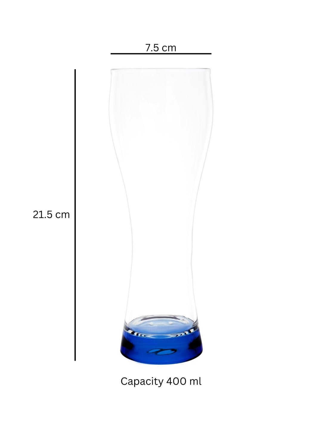 Set of borosilicate pilsner glasses stacked, showcasing their space-saving, durable, and premium-quality design.