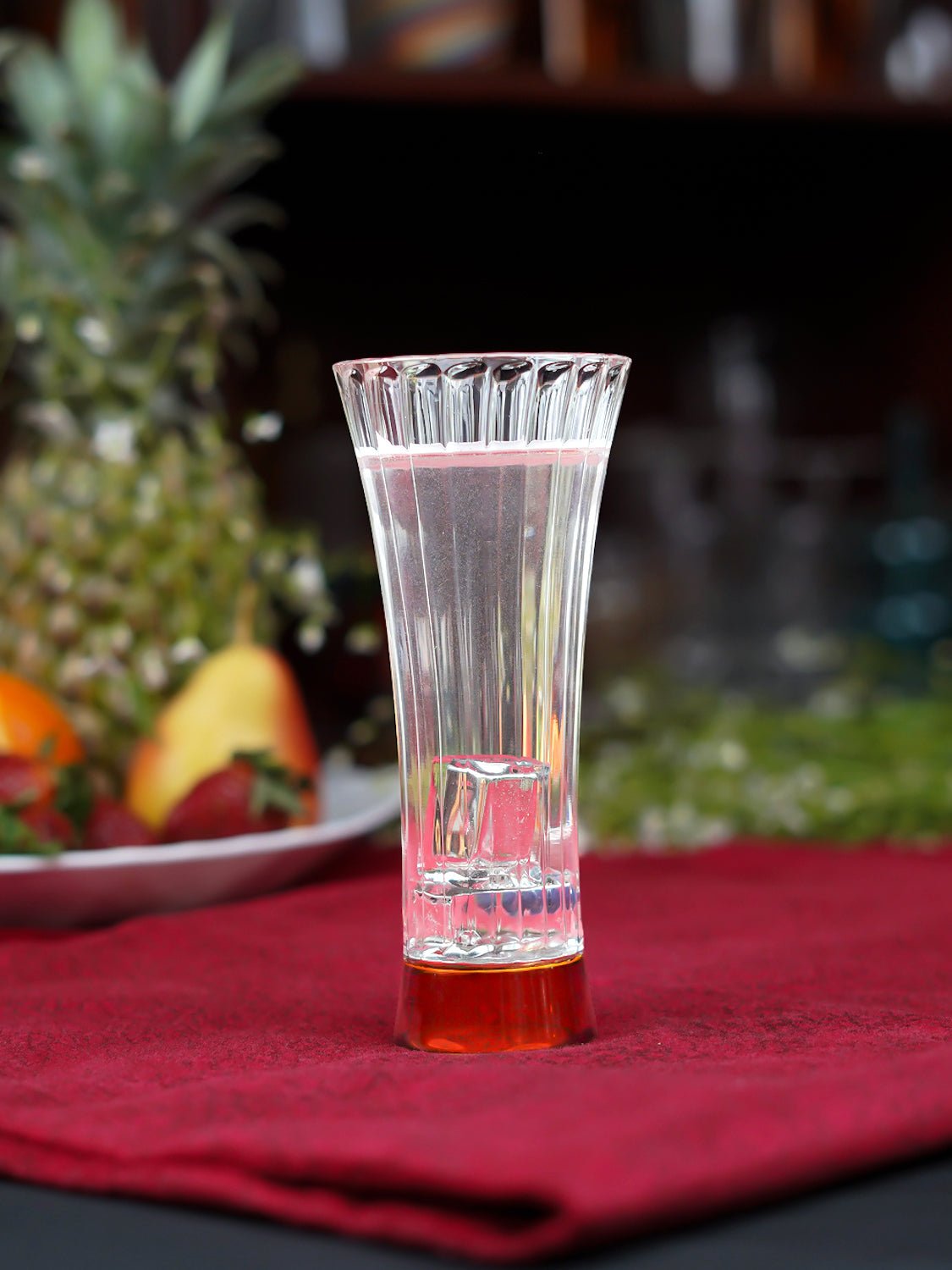 Set Of 4 Borosilicate Ribbed Beer Glasses with Amber Base - Borotech