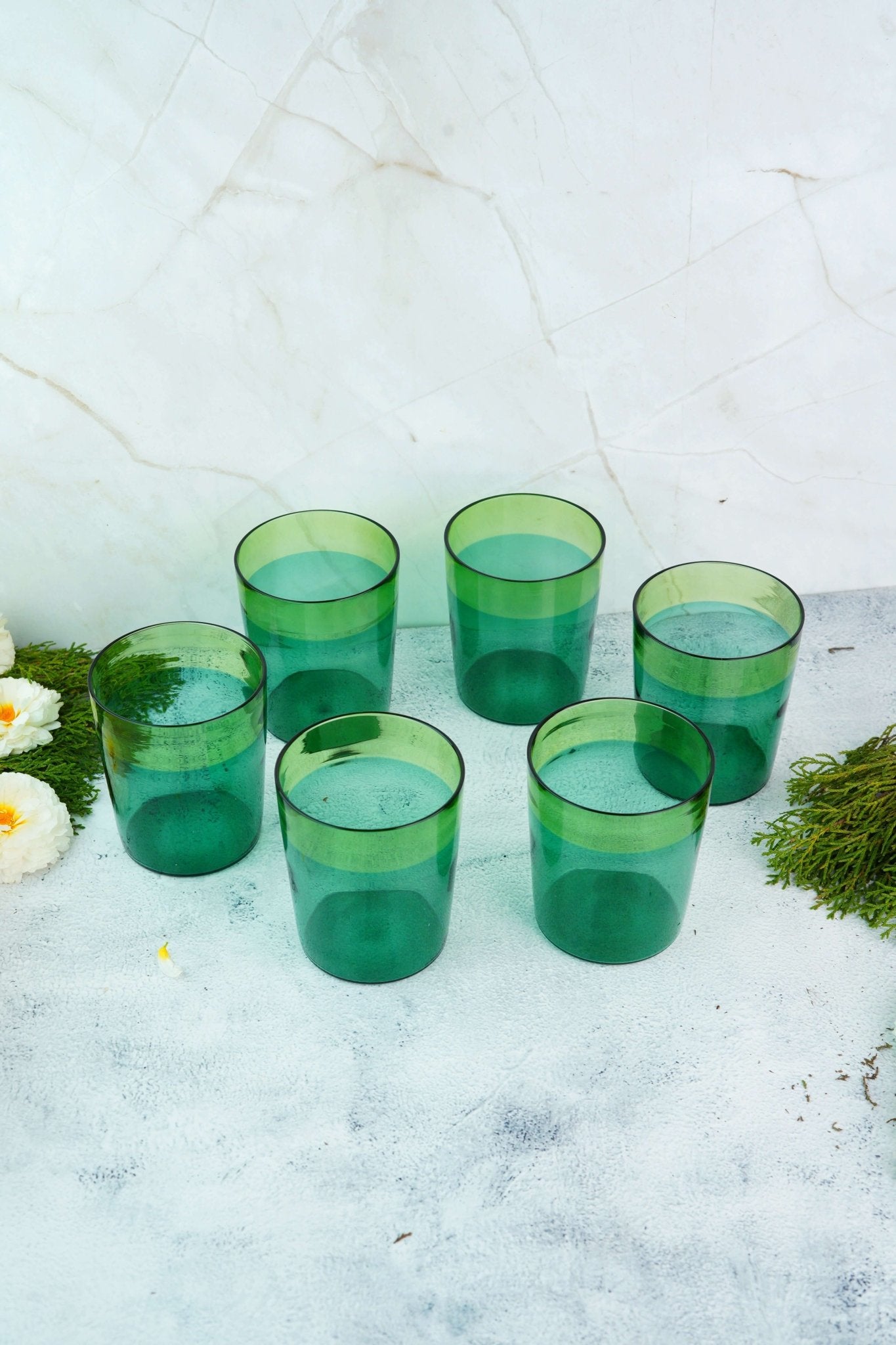 Set Of 4 Borosilicate Spectrum Glow Drinkware Set - BorotechDark greenG - 167w teal green