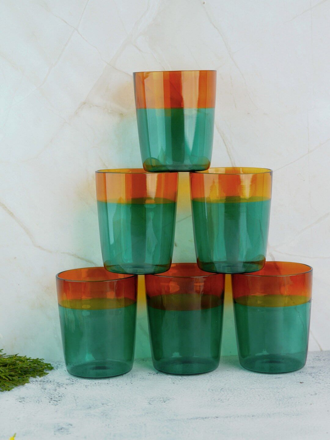 Set Of 4 Borosilicate Spectrum Glow Drinkware Set - BorotechSea green