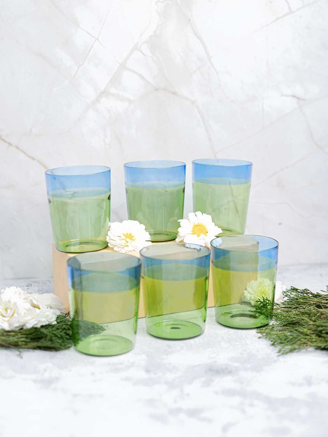 Set Of 4 Borosilicate Spectrum Glow Drinkware Set - BorotechLight green