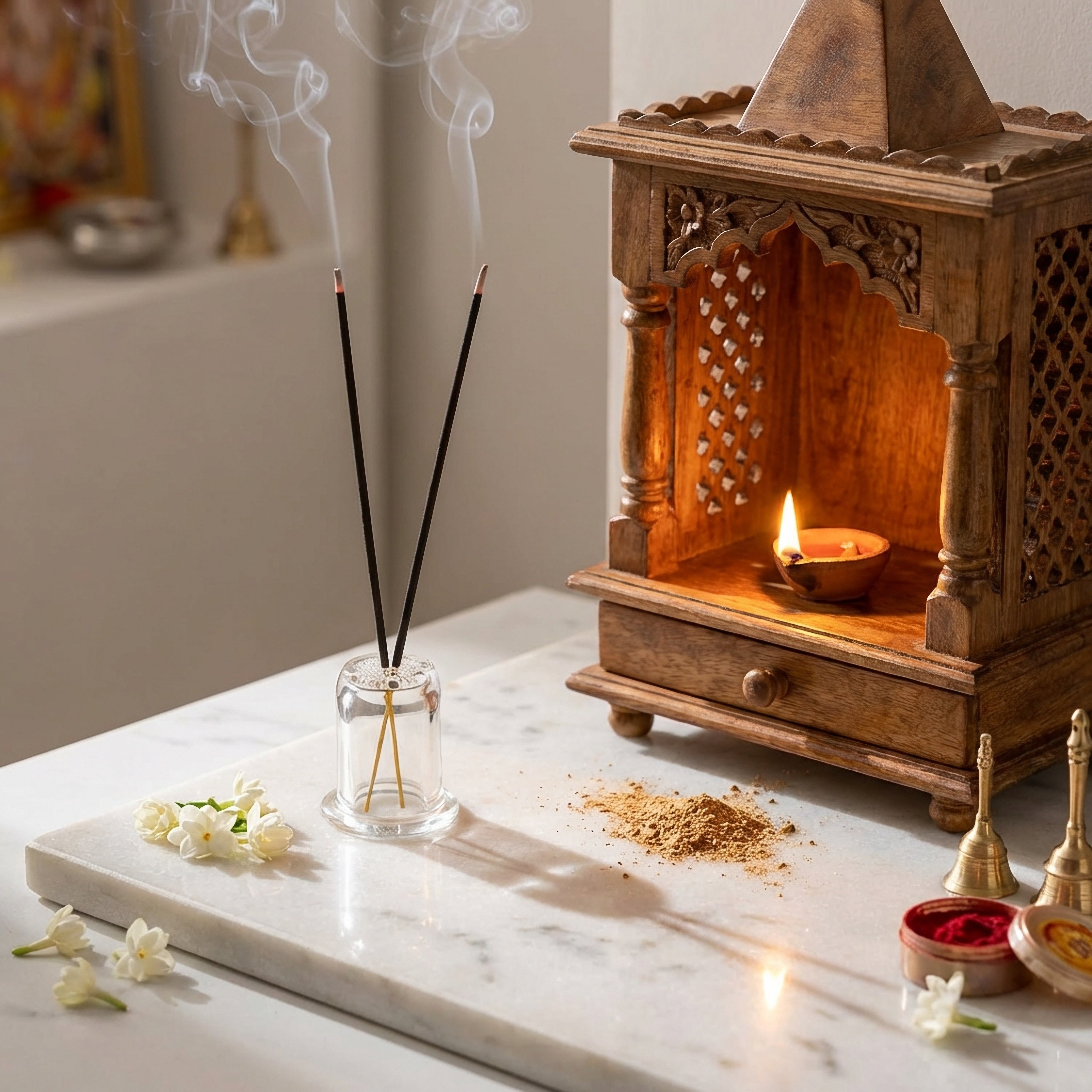 Borotech Amber Glass Diyas – 3 Pc Handmade Set for Pooja & Decor