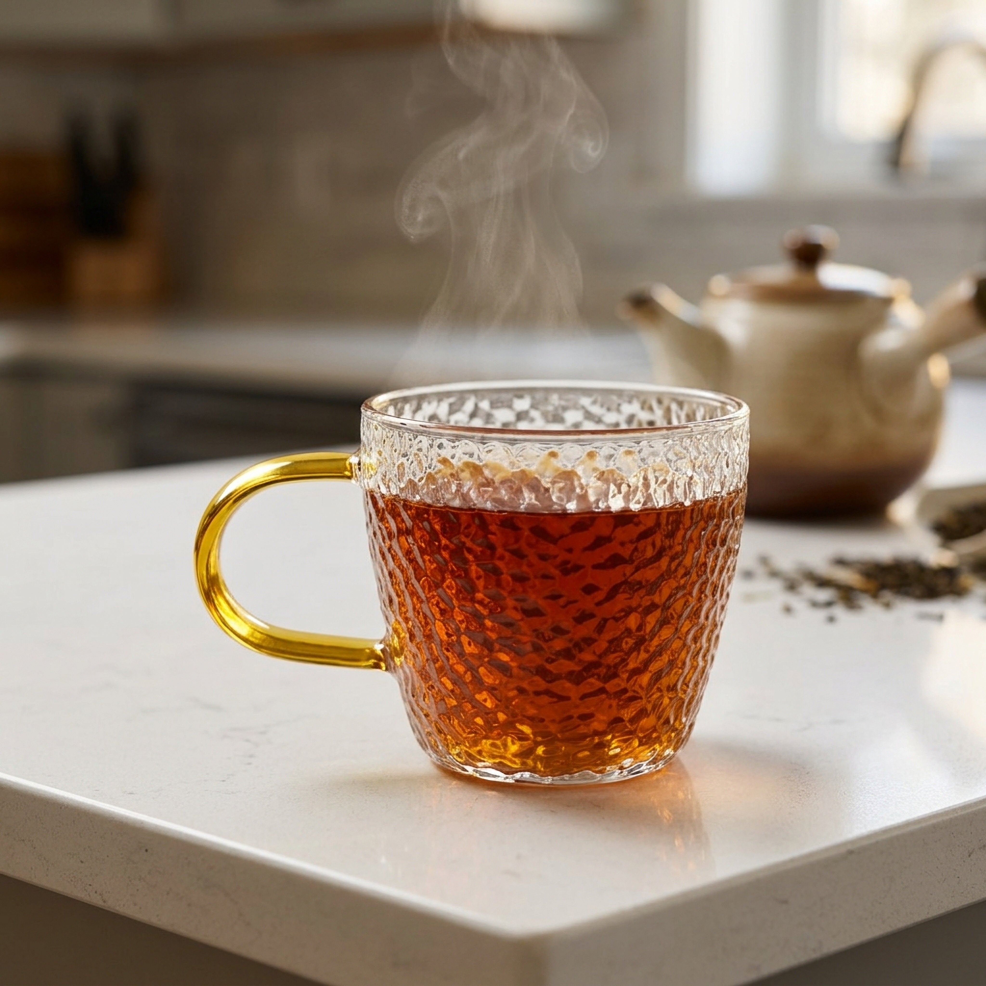 Arctic Bloom Flared Borosilicate Tea Glass set of 6