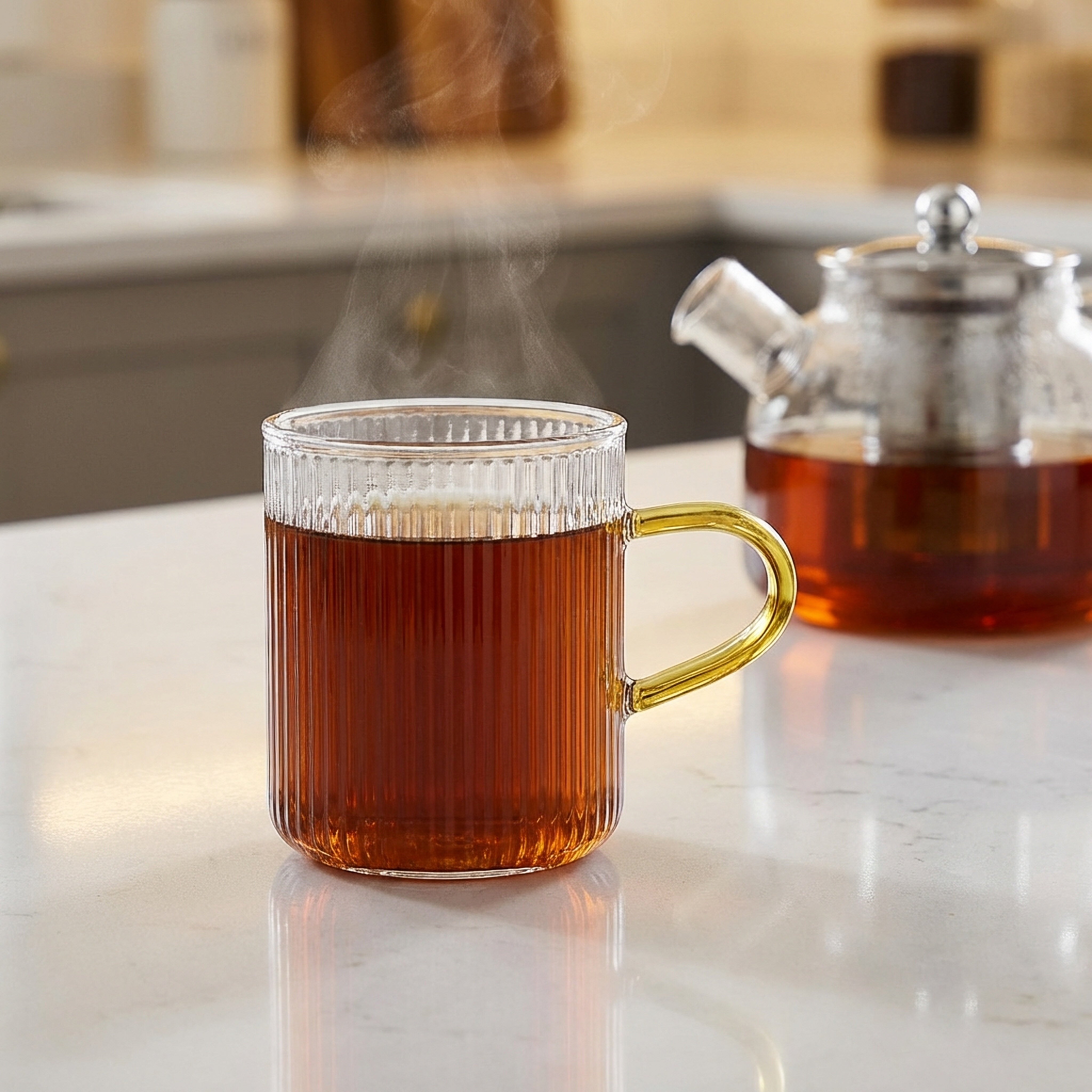 Borosilicate Ribbed Tea Cup set of 6