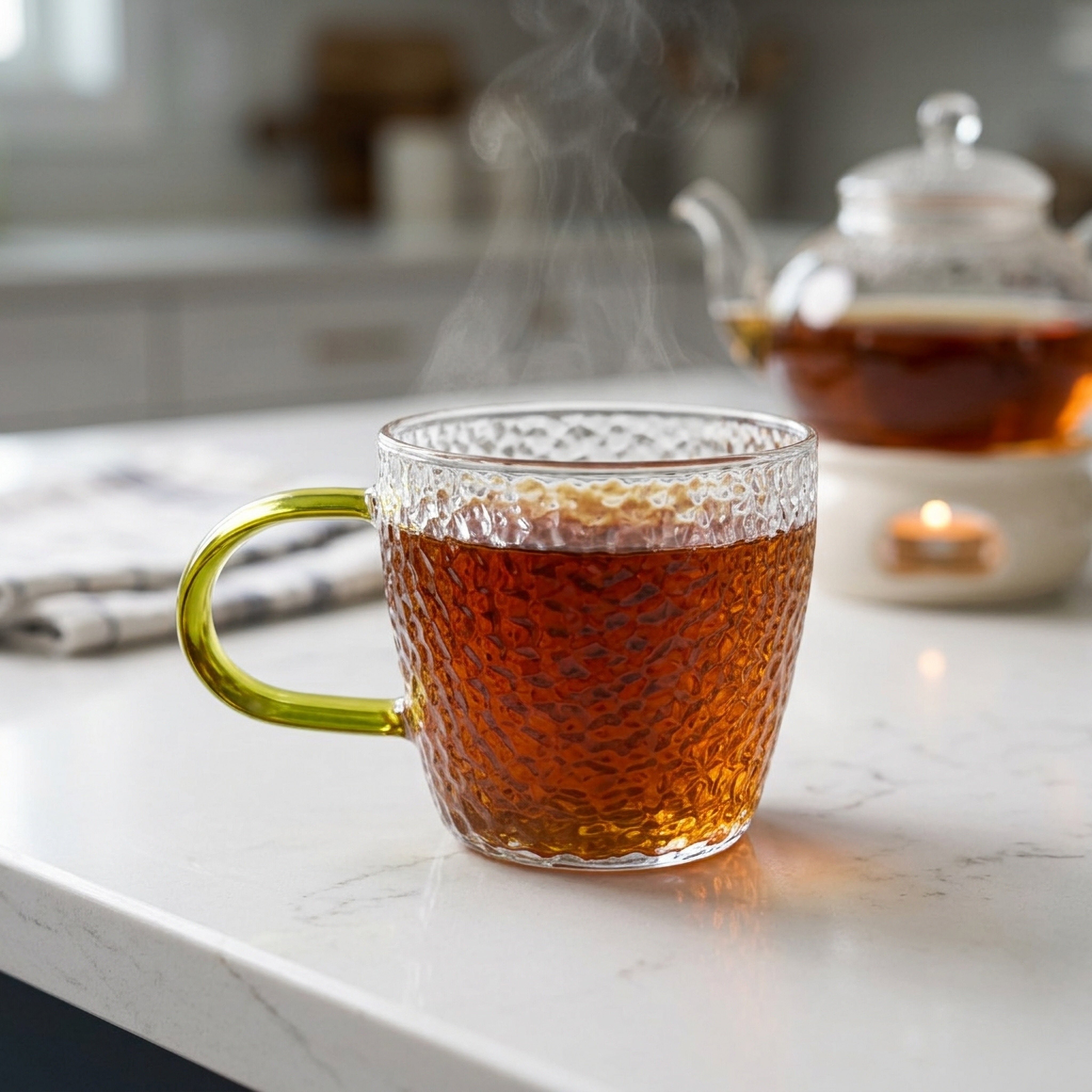 Arctic Bloom Flared Borosilicate Tea Glass set of 6