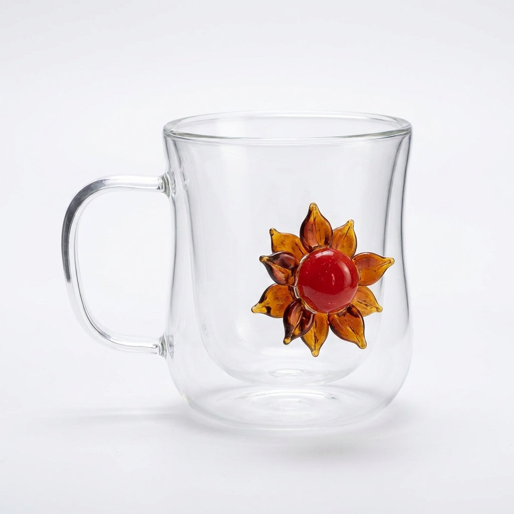 Handmade 3D Animal Double Wall Glass Mug | Fish, Cockroach, Dragon, Sun, Monkey | Borosilicate Coffee & Tea Cup