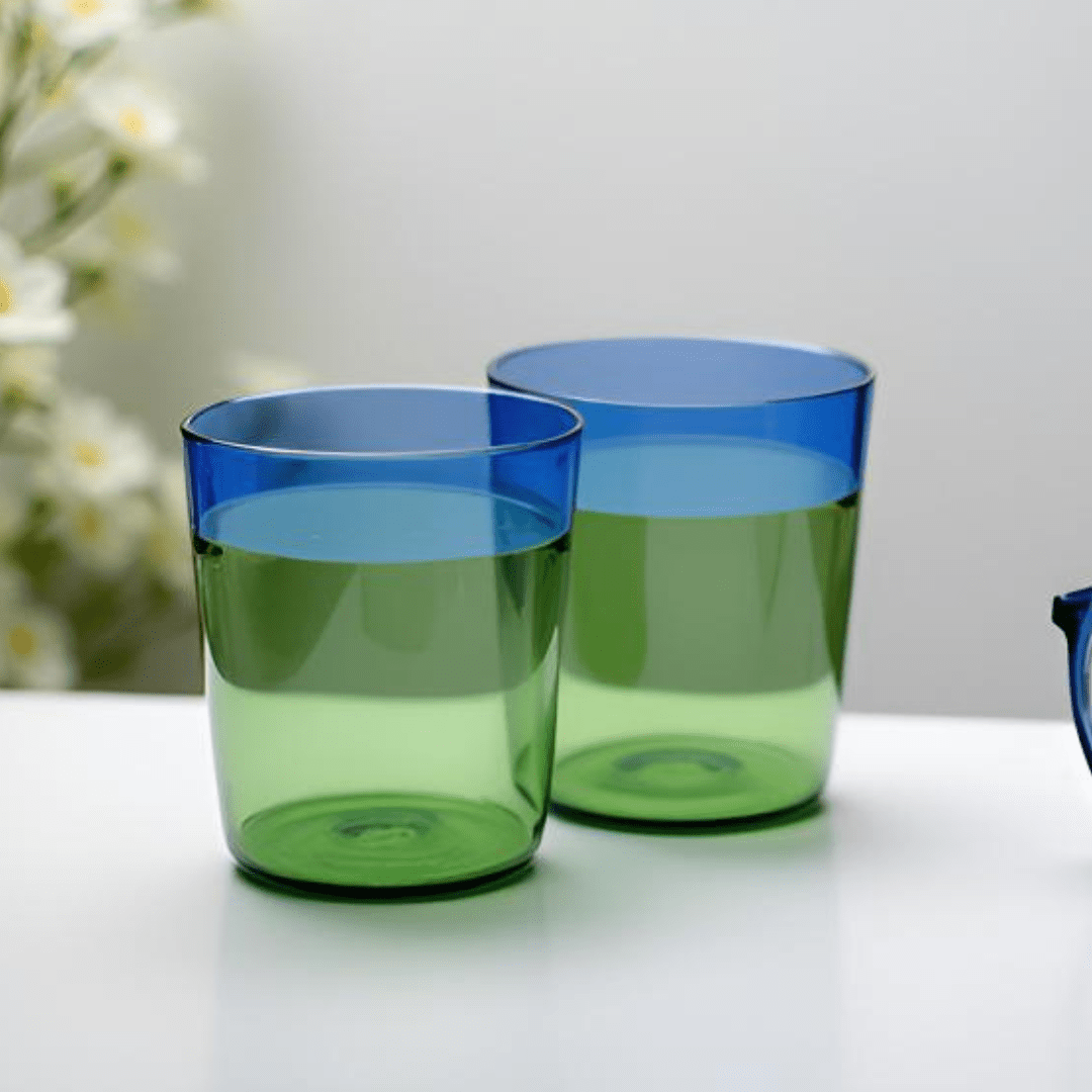 Tapered Stemless Glass Tumblers - BorotechLight green2Borotech