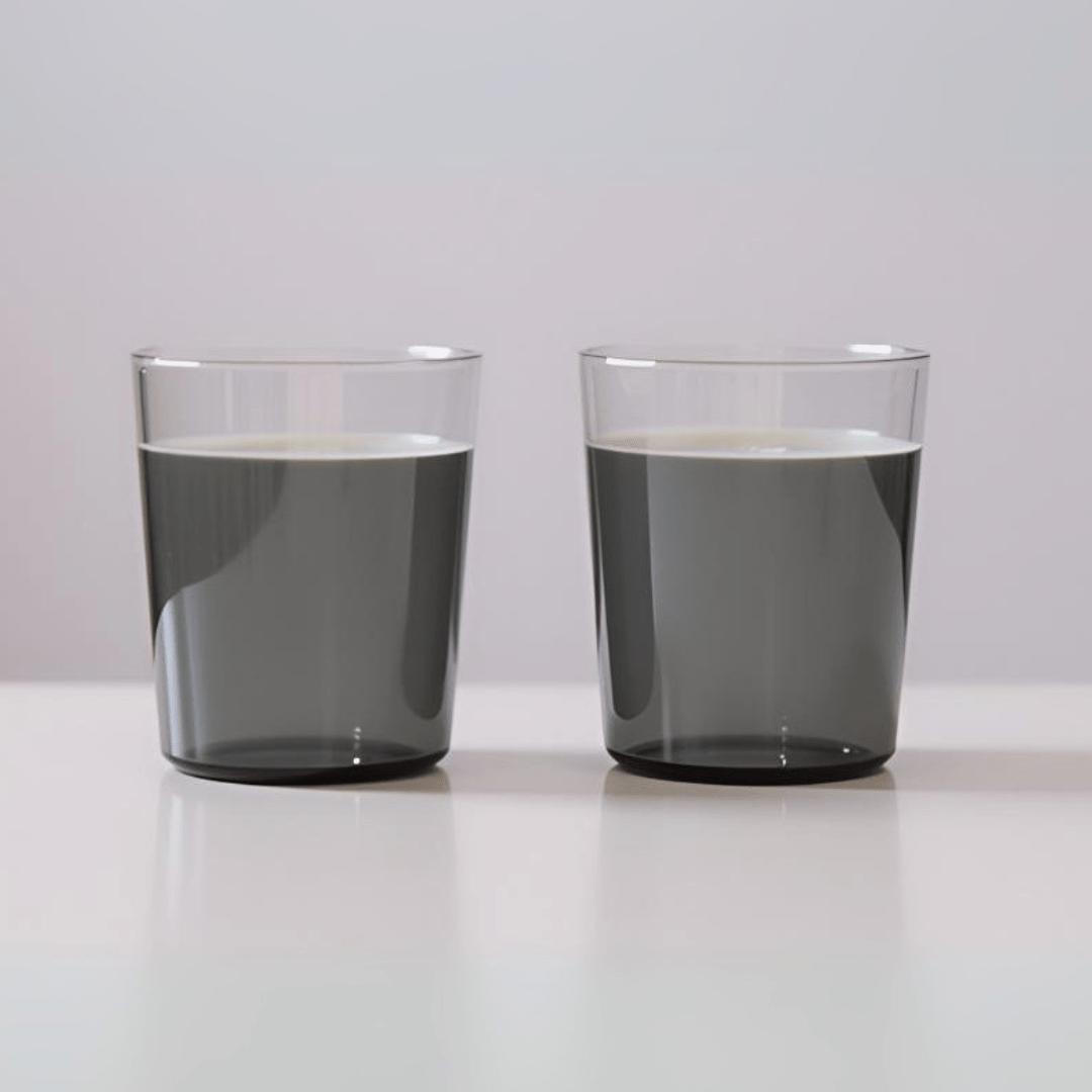 Tapered Stemless Glass Tumblers - Borotechclear+grey2Borotech