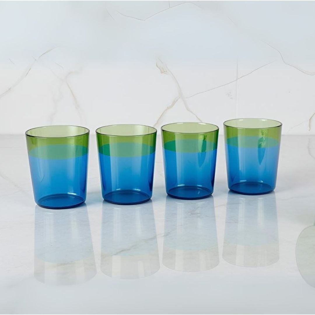 Tapered Stemless Glass Tumblers - BorotechBlue Green4Borotech