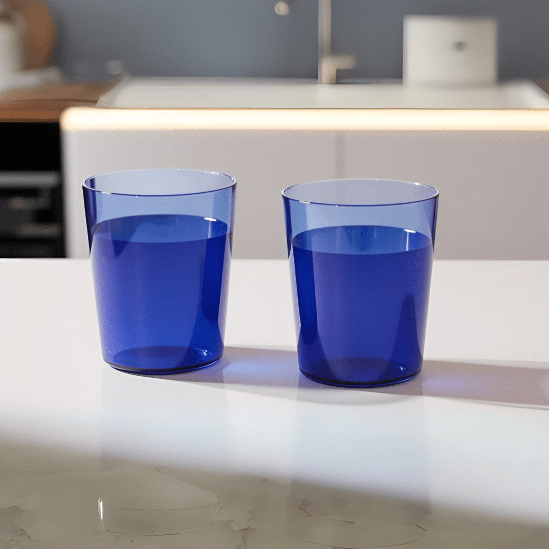Tapered Stemless Glass Tumblers - BorotechBlue2Borotech