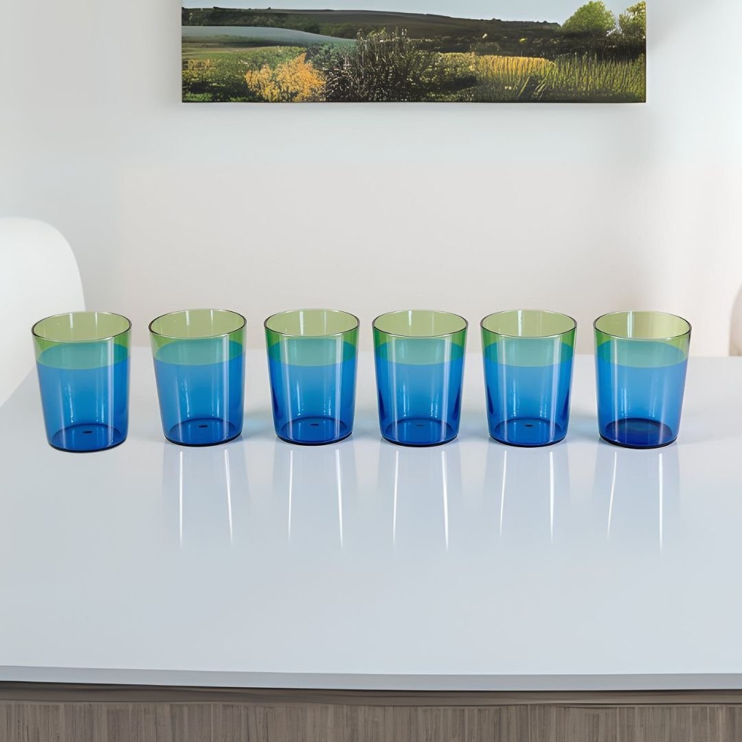 Tapered Stemless Glass Tumblers - BorotechBlue Green6Borotech