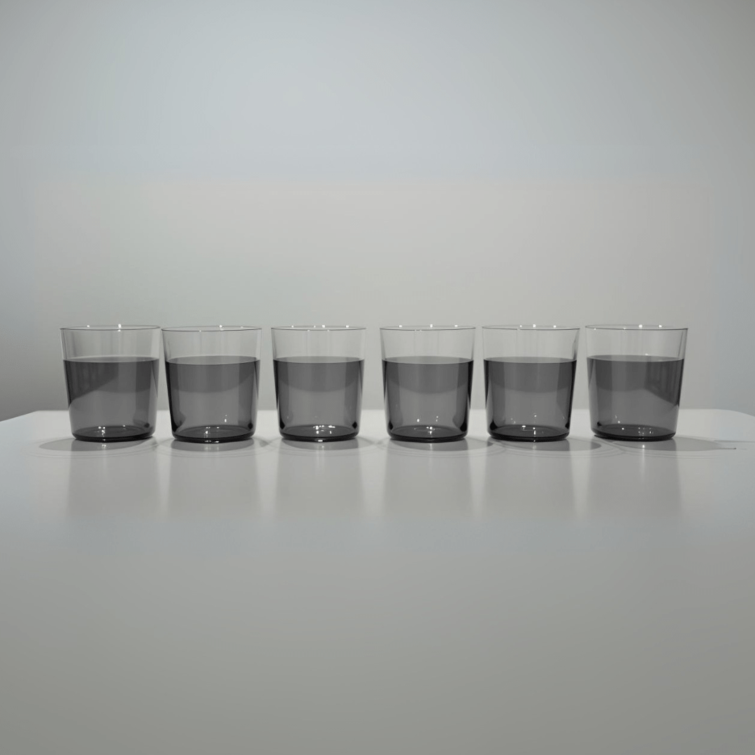 Tapered Stemless Glass Tumblers - Borotechclear+grey6Borotech